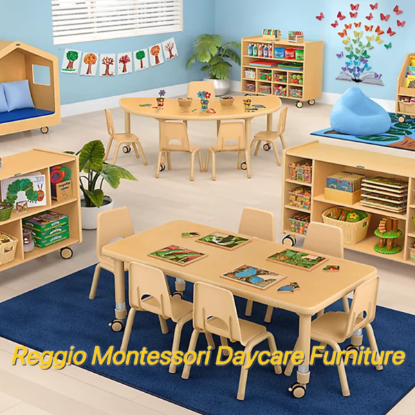 Kindergarten Daycare Furniture Design Kids Wooden Table And Chair Set