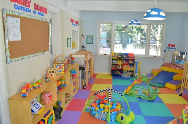 Interactive learning stations in a modern daycare