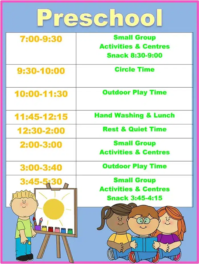 Typical Preschool Daily Schedule Daily Schedule For Preschool Typical Preschool Daily Schedule Daily Schedule For Preschool
