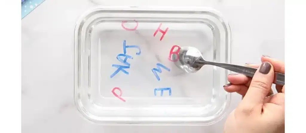 Using a dry-erase marker, draw shapes on a smooth, non-porous surface (like a plate).