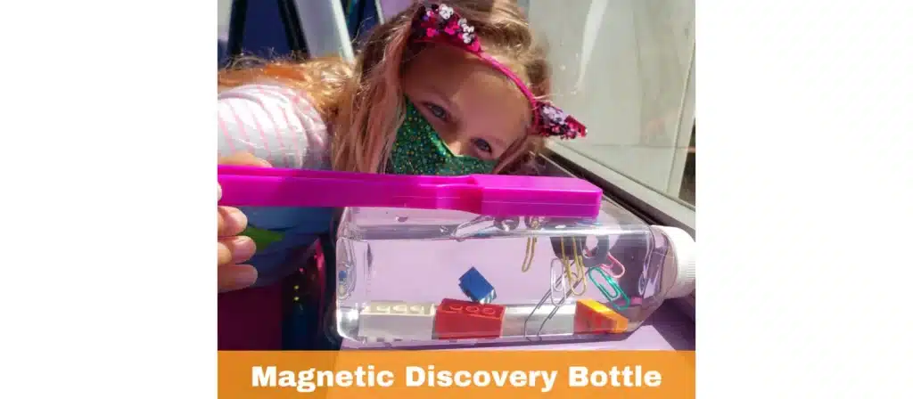 Fill plastic bottles with different objects, some magnetic and some not.