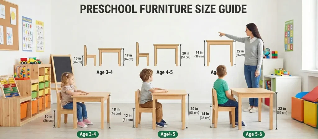 Preschool Furniture Buying Guide: Ensure You’re Getting High-Quality and Safe Choices 11 PRESCHOOL FURNITURE SIZE GUIDE