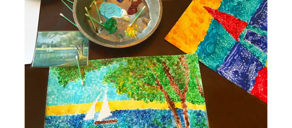 100 day Art Activities for Preschoolers 100 Dot Pointillism Painting