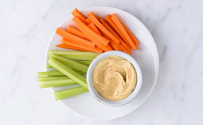 Carrot and Cucumber Sticks with Hummus