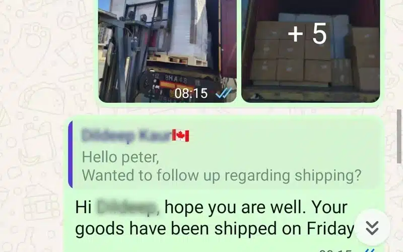 shipment info shared