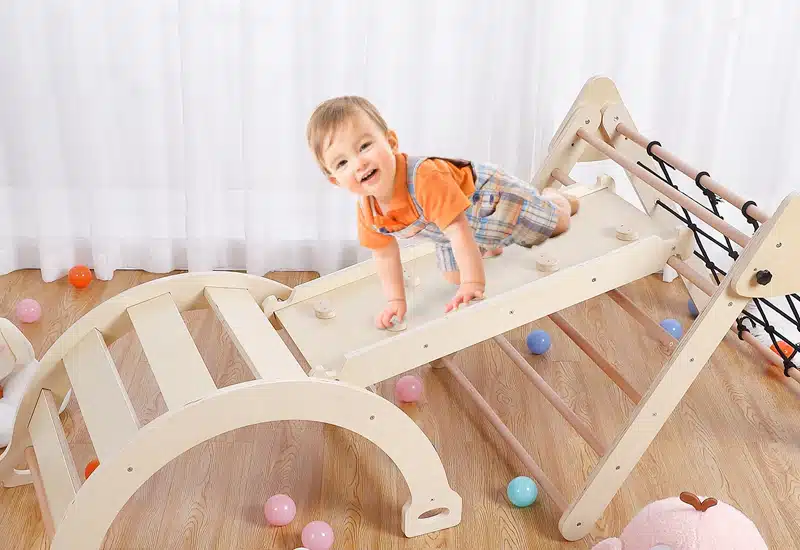 Children's wooden climbing frame