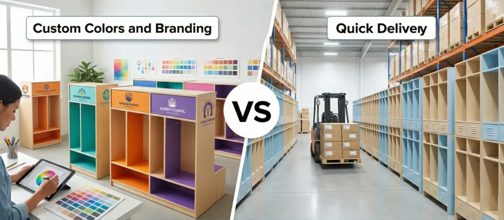 Preschool Locker Cubbies Buying Guide 14 Custom Colors and Branding vs. Quick Delivery Preschool Locker Cubbies