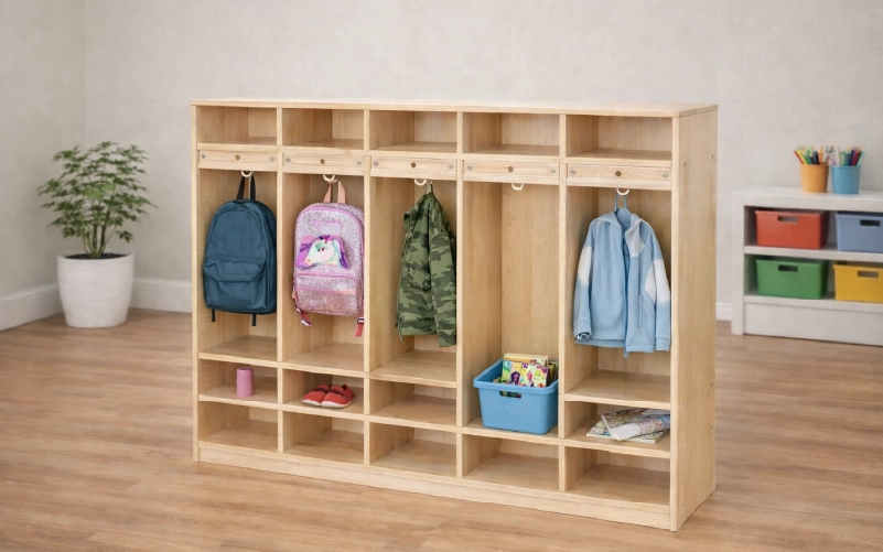 Five Section Entry Cubbies With Nameplate Slots