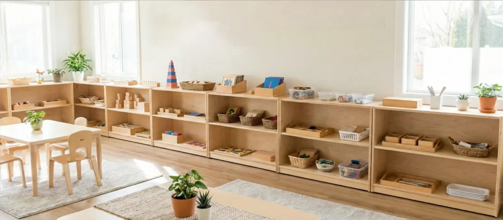 What Is Montessori Furniture? A Practical Guide For Us Preschools 8 Montessori Classroom Storage Shelves