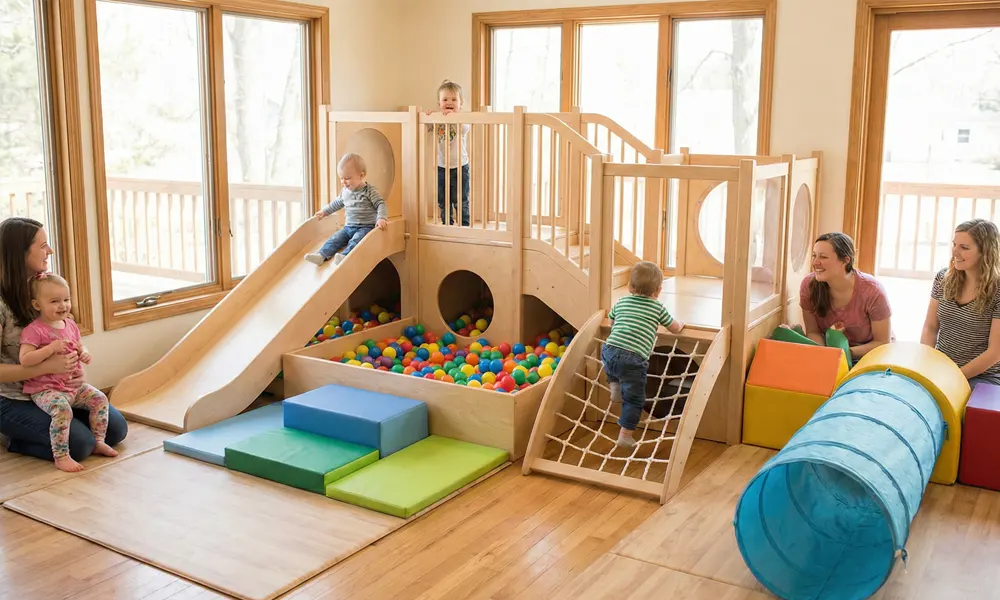 Toddler Using Soft Play Equipment