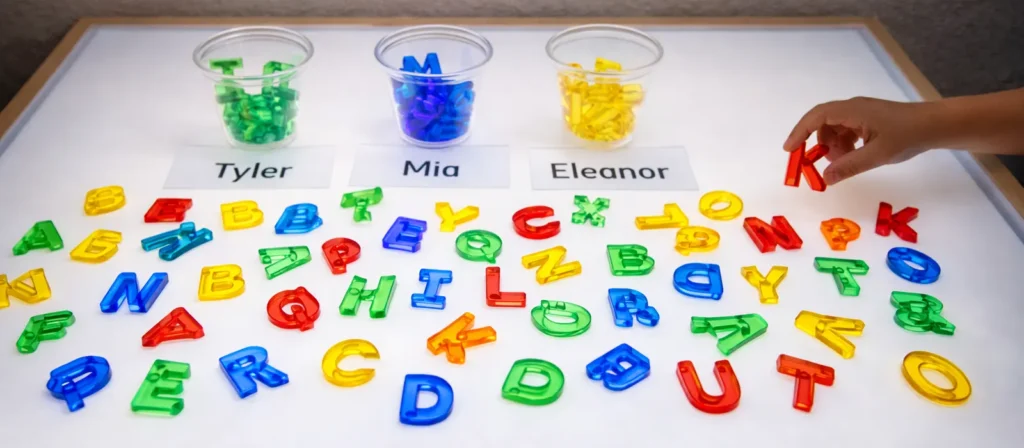 14 Popular Light Table Activities For Preschool 2 Light Table Activities Letter Hunt With Transparent Alphabet Tiles