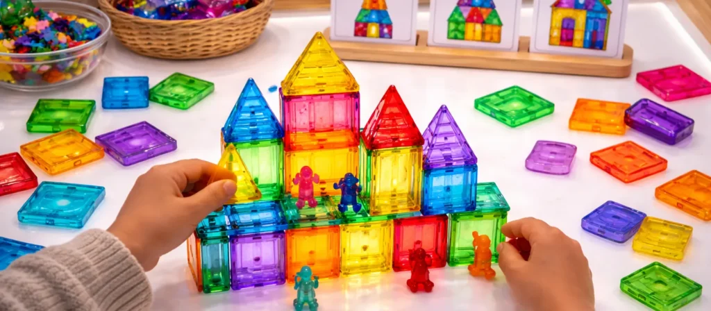 14 Popular Light Table Activities For Preschool 6 Light Table Building With Transparent Block