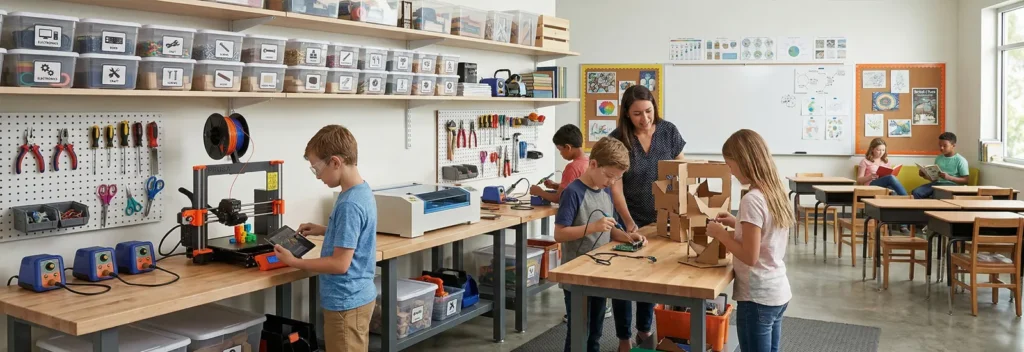 The Complete Guide To Creating A Maker Space For Kids 4 Maker Corner In Shared Classrooms