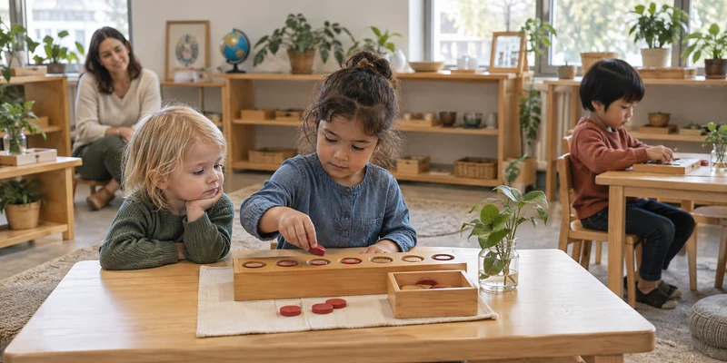 Mixed Age Classroom Benefits: A Practical Guide For Early Learning Centers 1 Children Of Different Ages Learning Together With A Wooden Sorting Material In A Montessori Classroom